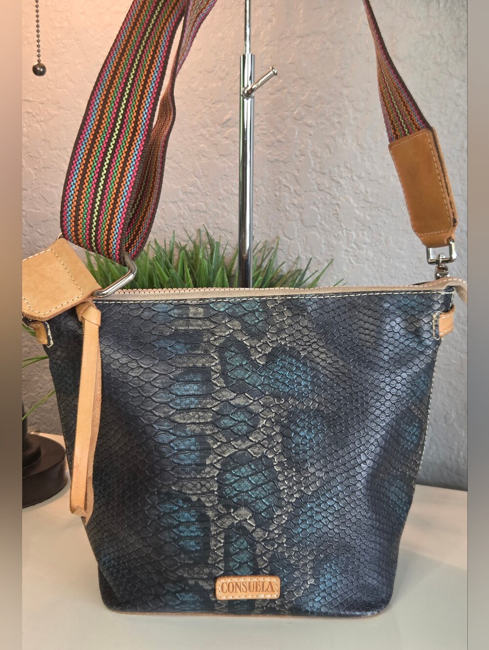 Consuela Rattler Downtown Snake Embossed Leather Crossbody Bag